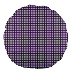 Mardi Gras Purple Plaid Large 18  Premium Round Cushions by PhotoNOLA