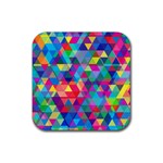 Colorful Abstract Triangle Shapes Background Rubber Coaster (Square)  Front