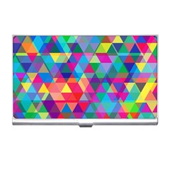 Colorful Abstract Triangle Shapes Background Business Card Holders by TastefulDesigns