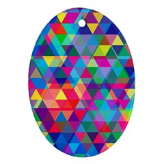 Colorful Abstract Triangle Shapes Background Oval Ornament (two Sides) by TastefulDesigns