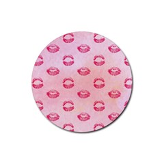 Watercolor Kisses Patterns Rubber Coaster (round)  by TastefulDesigns