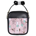 Background Texture Flowers Leaves Buds Girls Sling Bags Front