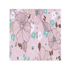 Background Texture Flowers Leaves Buds Small Satin Scarf (square) by Simbadda