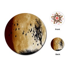 Birds Sky Planet Moon Shadow Playing Cards (round)  by Simbadda