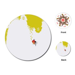 Fish Underwater Yellow White Playing Cards (round)  by Simbadda