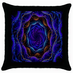 Flowers Dive Neon Light Patterns Throw Pillow Case (black) by Simbadda