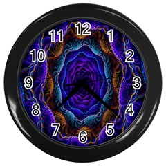 Flowers Dive Neon Light Patterns Wall Clocks (black) by Simbadda