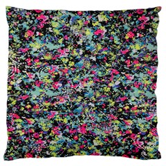 Neon Floral Print Silver Spandex Large Cushion Case (one Side) by Simbadda