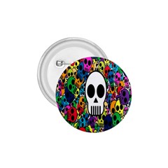 Skull Background Bright Multi Colored 1 75  Buttons by Simbadda