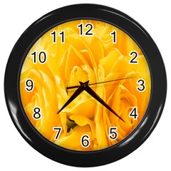 Yellow Neon Flowers Wall Clocks (black) by Simbadda