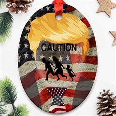 Caution Oval Ornament (two Sides) by Valentinaart