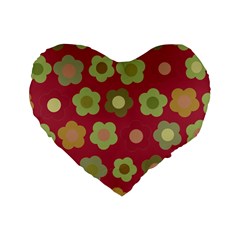 Floral Pattern Standard 16  Premium Heart Shape Cushions by Valentinaart