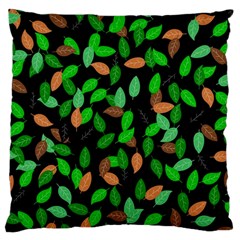 Leaves True Leaves Autumn Green Large Cushion Case (two Sides) by Simbadda