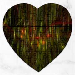 Fractal Rain Jigsaw Puzzle (heart) by Simbadda