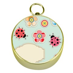 Buttons & Ladybugs Cute Gold Compasses by Simbadda