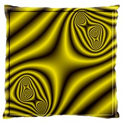 Yellow Fractal Large Flano Cushion Case (one Side) by Simbadda