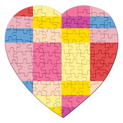 Colorful Squares Background Jigsaw Puzzle (heart) by Simbadda