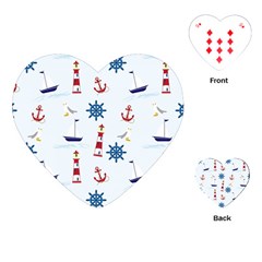 Seaside Nautical Themed Pattern Seamless Wallpaper Background Playing Cards (heart)  by Simbadda