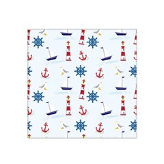 Seaside Nautical Themed Pattern Seamless Wallpaper Background Satin Bandana Scarf by Simbadda