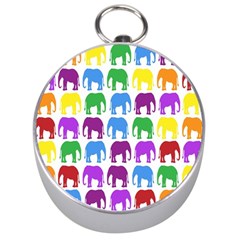 Rainbow Colors Bright Colorful Elephants Wallpaper Background Silver Compasses by Simbadda