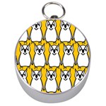 Yellow Owl Background Silver Compasses Front