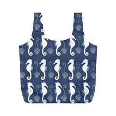 Seahorse And Shell Pattern Full Print Recycle Bags (m)  by Simbadda