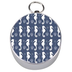 Seahorse And Shell Pattern Silver Compasses by Simbadda