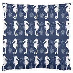 Seahorse And Shell Pattern Large Flano Cushion Case (two Sides) by Simbadda