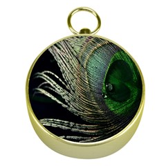 Feather Peacock Drops Green Gold Compasses by Simbadda