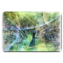 Digitally Painted Abstract Style Watercolour Painting Of A Peacock Large Doormat  by Simbadda