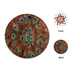 Peacock Pattern Background Playing Cards (round)  by Simbadda