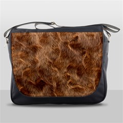 Brown Seamless Animal Fur Pattern Messenger Bags by Simbadda