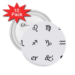 Set Of Black Web Dings On White Background Abstract Symbols 2 25  Buttons (10 Pack)  by Amaryn4rt