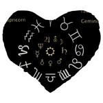 Astrology Chart With Signs And Symbols From The Zodiac Gold Colors Large 19  Premium Heart Shape Cushions Back