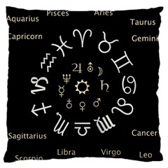 Astrology Chart With Signs And Symbols From The Zodiac Gold Colors Standard Flano Cushion Case (two Sides) by Amaryn4rt