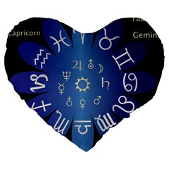 Astrology Birth Signs Chart Large 19  Premium Heart Shape Cushions by Amaryn4rt