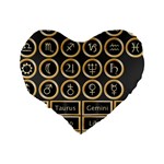 Black And Gold Buttons And Bars Depicting The Signs Of The Astrology Symbols Standard 16  Premium Heart Shape Cushions Back