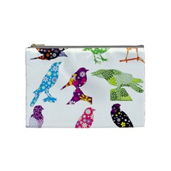 Birds Colorful Floral Funky Cosmetic Bag (medium)  by Amaryn4rt