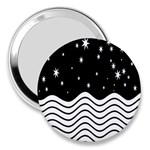 Black And White Waves And Stars Abstract Backdrop Clipart 3  Handbag Mirrors Front