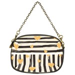 Black lines and golden hearts pattern Chain Purses (One Side)  Front