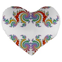 Fractal Kaleidoscope Of A Dragon Head Large 19  Premium Flano Heart Shape Cushions by Amaryn4rt