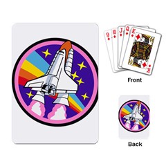 Badge Patch Pink Rainbow Rocket Playing Card by Amaryn4rt