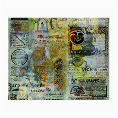 Old Newspaper And Gold Acryl Painting Collage Small Glasses Cloth (2-side) by EDDArt