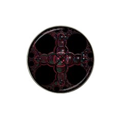 Fractal Red Cross On Black Background Hat Clip Ball Marker (4 Pack) by Amaryn4rt