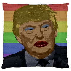 Donald Trump Large Flano Cushion Case (one Side) by Valentinaart