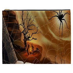 Digital Art Nature Spider Witch Spiderwebs Bricks Window Trees Fire Boiler Cliff Rock Cosmetic Bag (xxxl)  by Simbadda