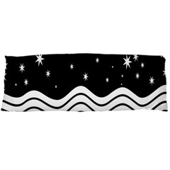 Black And White Waves And Stars Abstract Backdrop Clipart Body Pillow Case Dakimakura (two Sides) by Simbadda