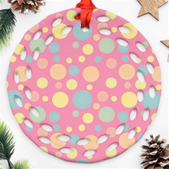 Polka Dots Ornament (round Filigree) by Valentinaart