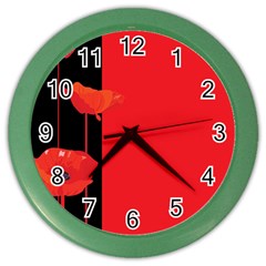 Flower Floral Red Back Sakura Color Wall Clocks by Mariart