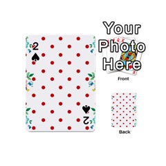 Flower Floral Polka Dot Orange Playing Cards 54 (mini)  by Mariart